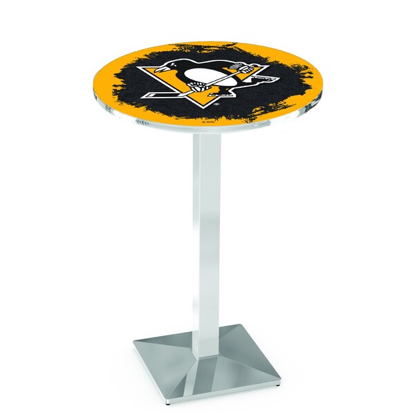 Holland Bar Stool Co 36" Chrome Pittsburgh Penguins Pub Table L217C3628PitPen - main